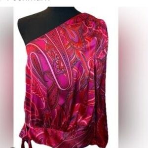 INC International Concepts One Shoulder Red Paisley Dress
